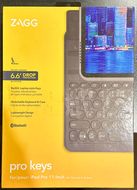 ZAGG Black Pro Keys Military Standard 6.6’ Drop Protection iPad Air 4th Gen (OPEN BOX)