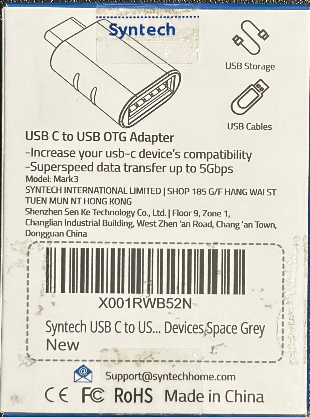 Syntech USB C to USB Otg Adapter Pack Of 2 Space Grey