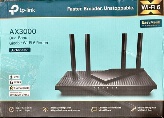 TP-Link AX3000 WiFi 6 Router (Archer AX55)