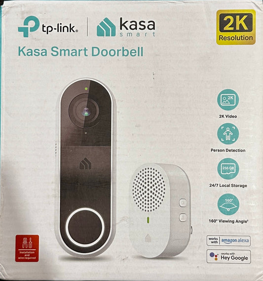 Kasa Smart Video Doorbell Camera Hardwired w/Chime 3MP 2K Resolution (OPEN BOX)