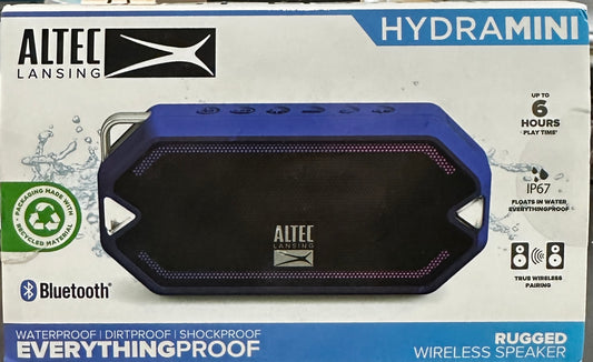 Altec Lansing HydraMini Bluetooth Speaker – Waterproof LED – Royal Blue – OPEN BOX